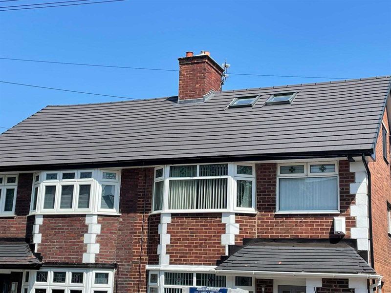 Semi detached house with a completed new roof and two rooflights